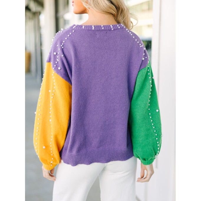 Purple Embellished Sweater