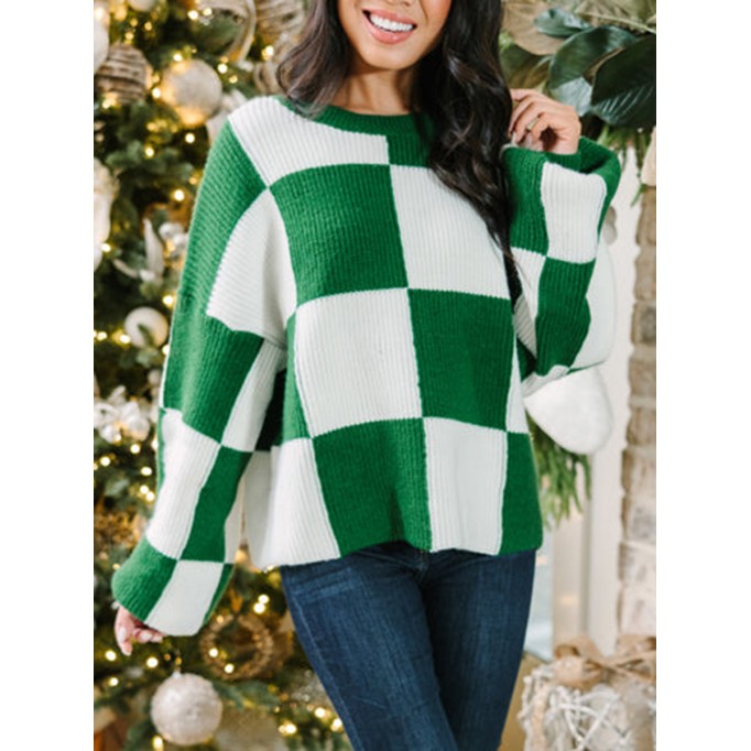 Emerald Green Checkered Sweater