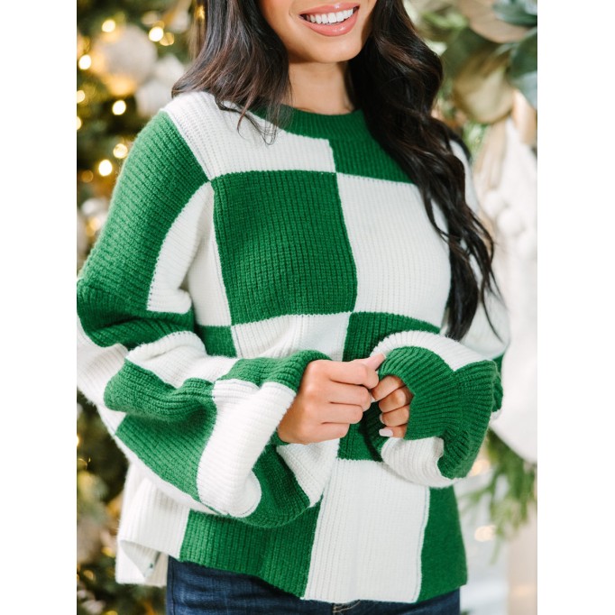Emerald Green Checkered Sweater