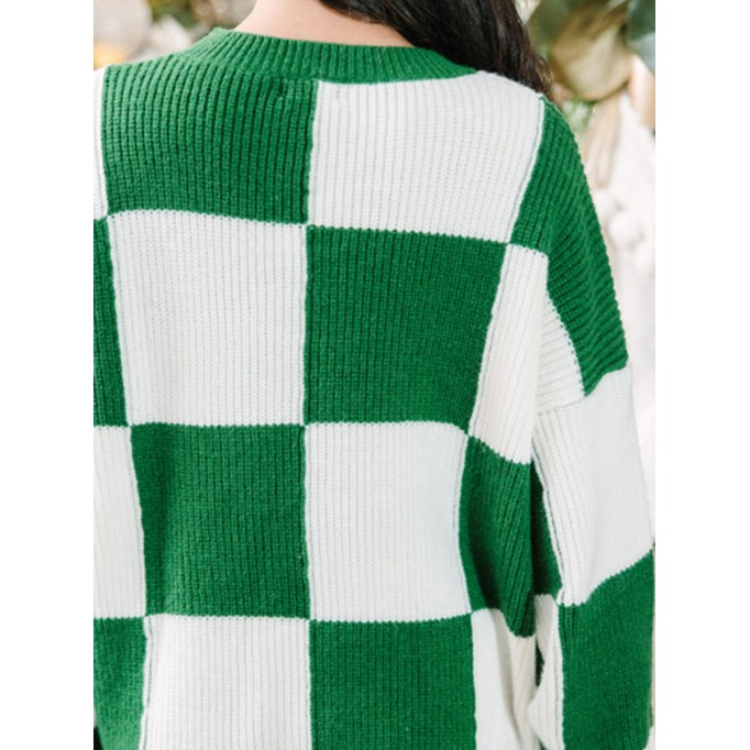 Emerald Green Checkered Sweater