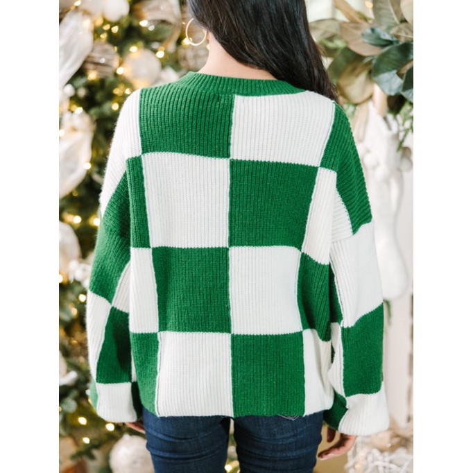 Emerald Green Checkered Sweater