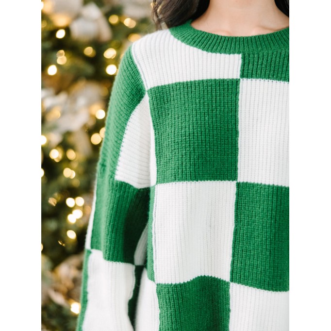 Emerald Green Checkered Sweater