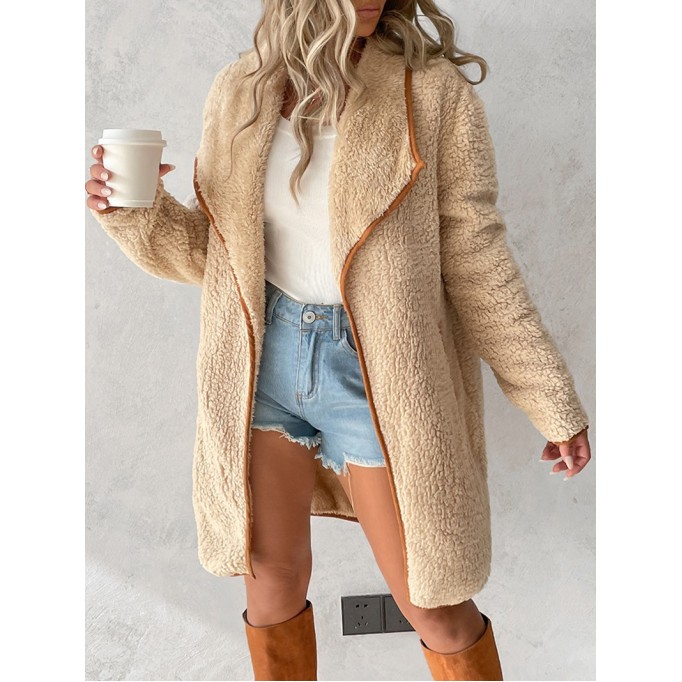 Casual commuter solid color sherpa coat