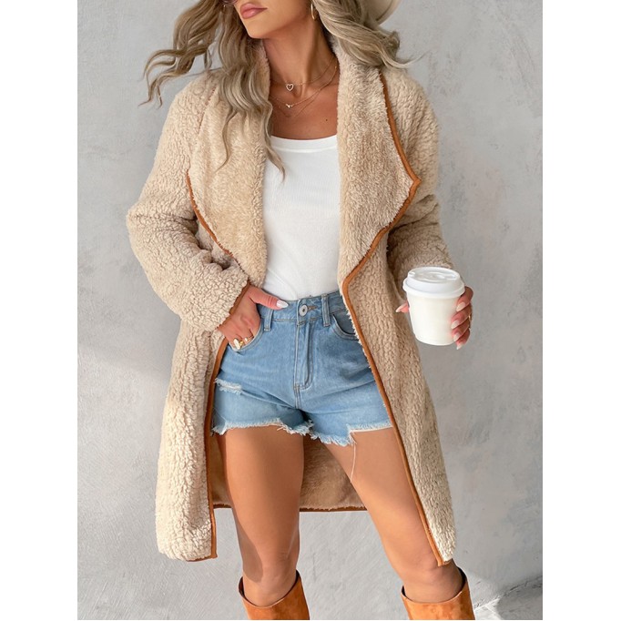 Casual commuter solid color sherpa coat