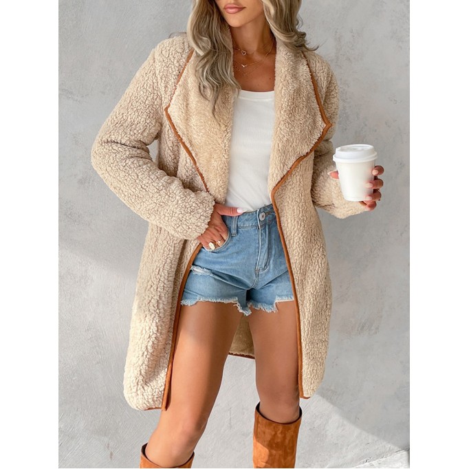 Casual commuter solid color sherpa coat