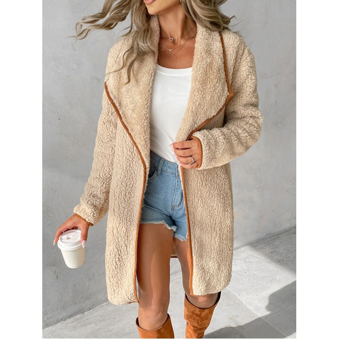 Casual commuter solid color sherpa coat