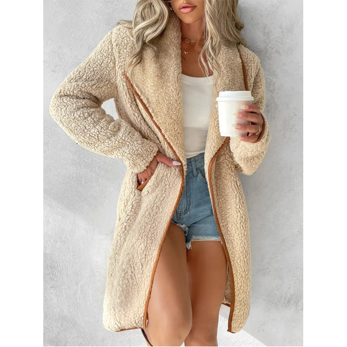 Casual commuter solid color sherpa coat