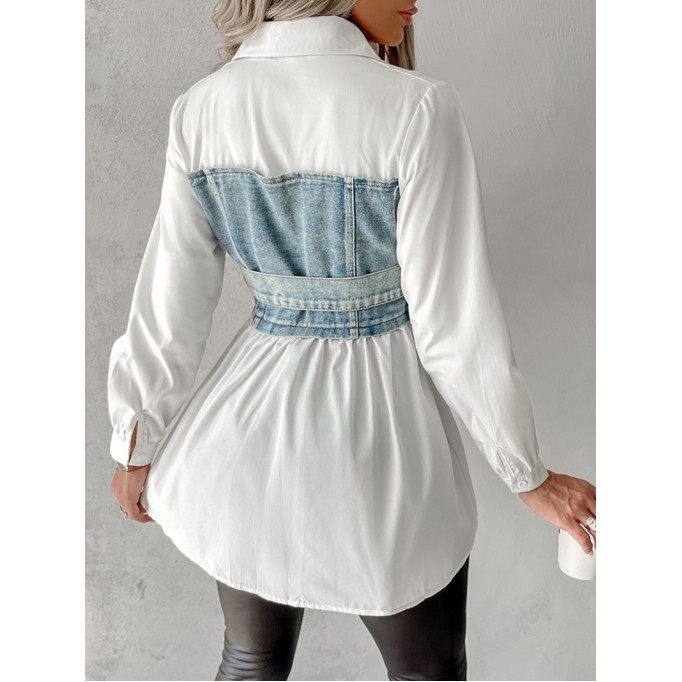 casual denim patchwork shirt dress