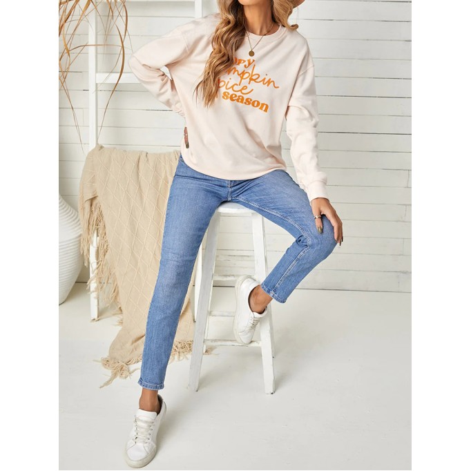 Casual letter print long sleeve sweatshirt
