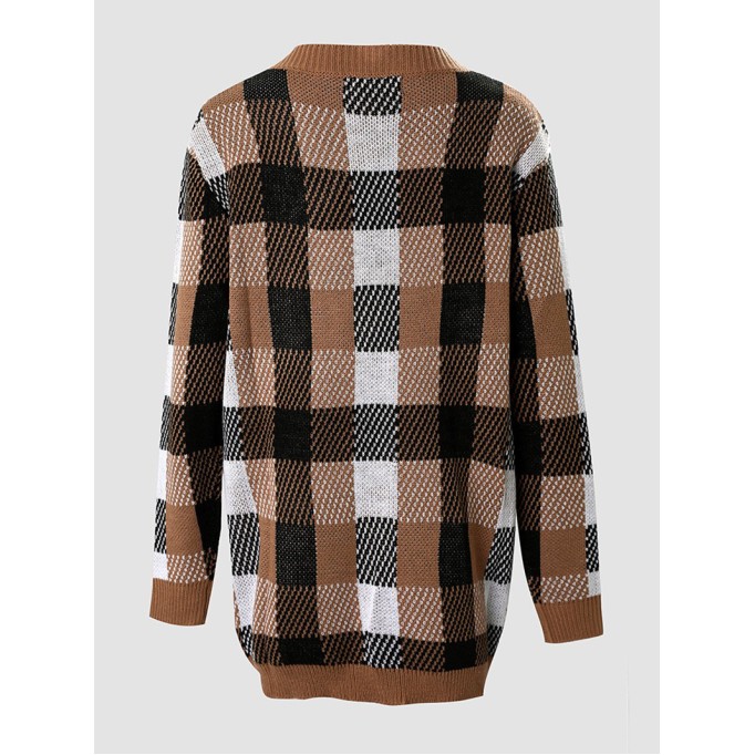 Casual loose contrast plaid dress