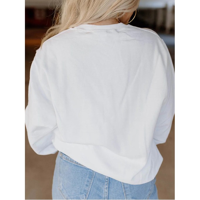 Casual print crew neck sweatshirt