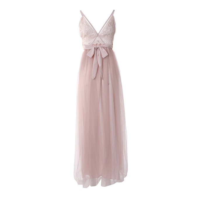 Casual mesh patchwork suspender dress