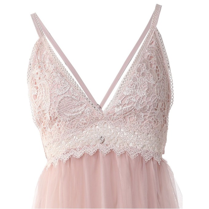 Casual mesh patchwork suspender dress