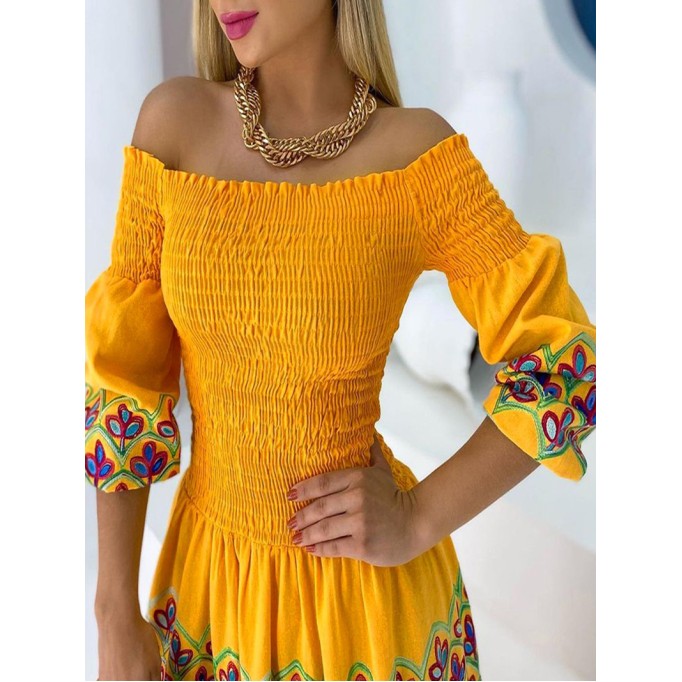 Casual one-shoulder printed maxi dress