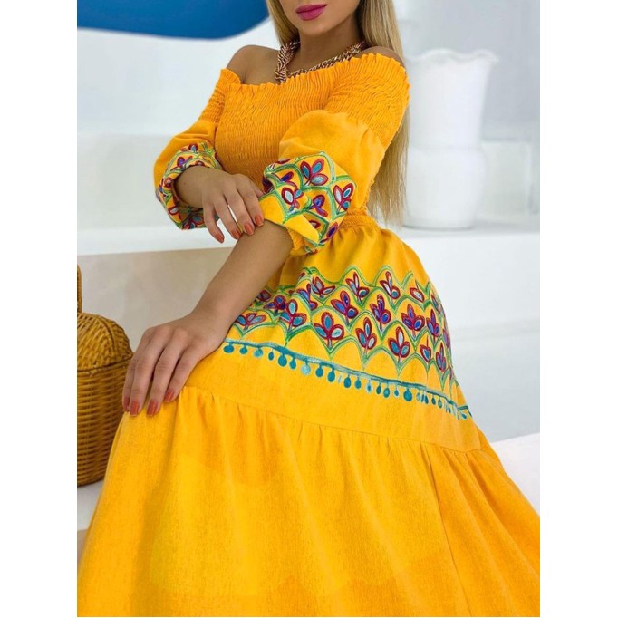 Casual one-shoulder printed maxi dress