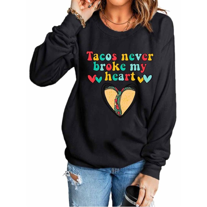 Casual printed crew neck sweatshirt