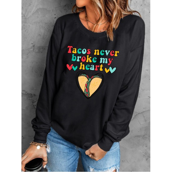 Casual printed crew neck sweatshirt