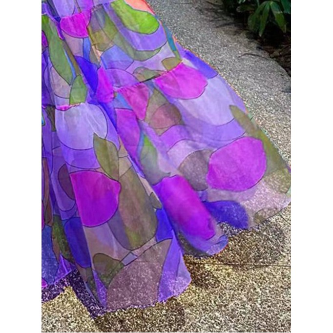 casual printed long sleeve short sleeve dress