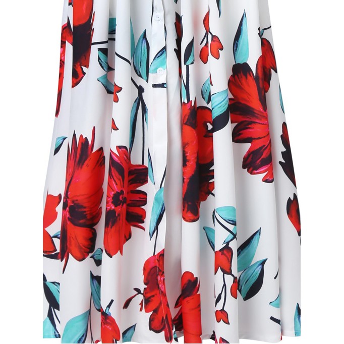 Casual printed patchwork suspender dress
