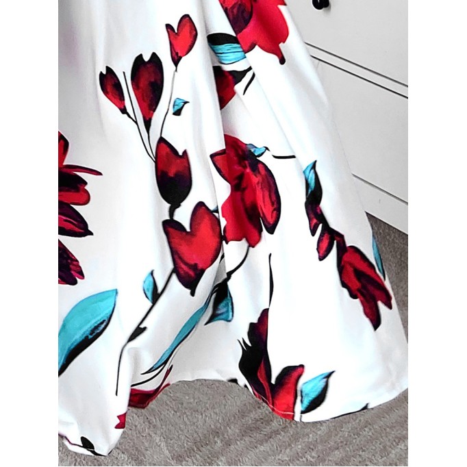 Casual printed patchwork suspender dress