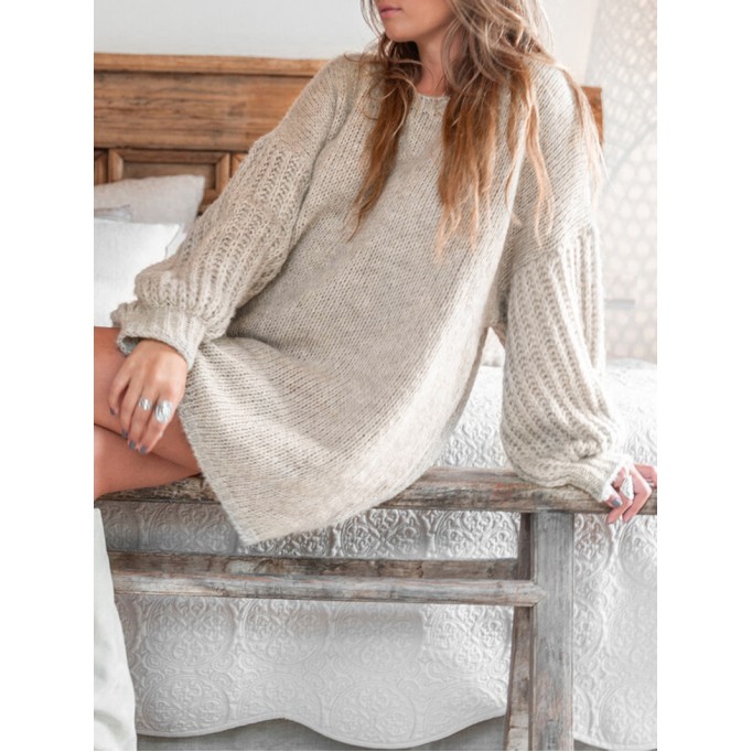 casual puff sleeve sweater