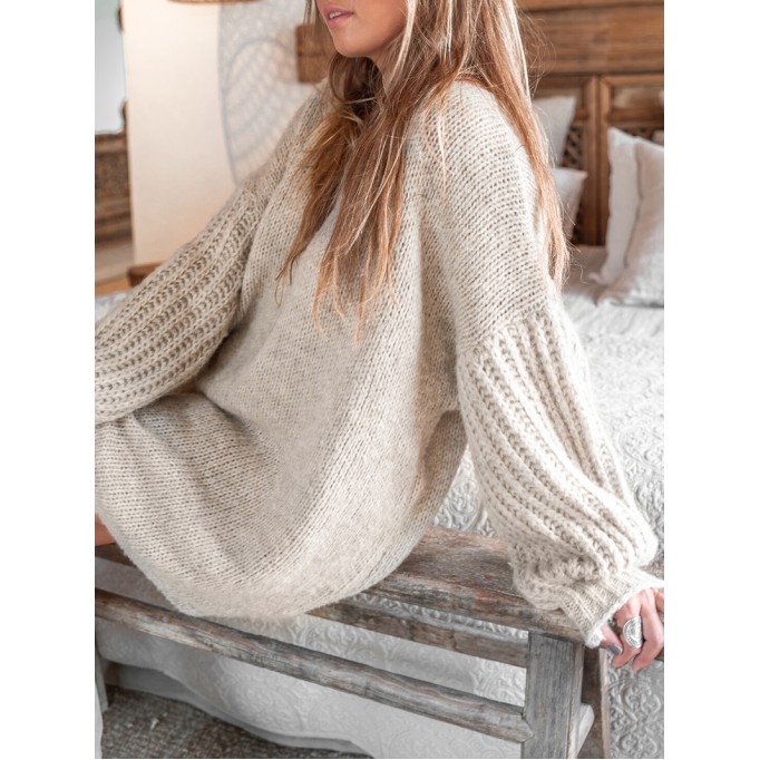 casual puff sleeve sweater