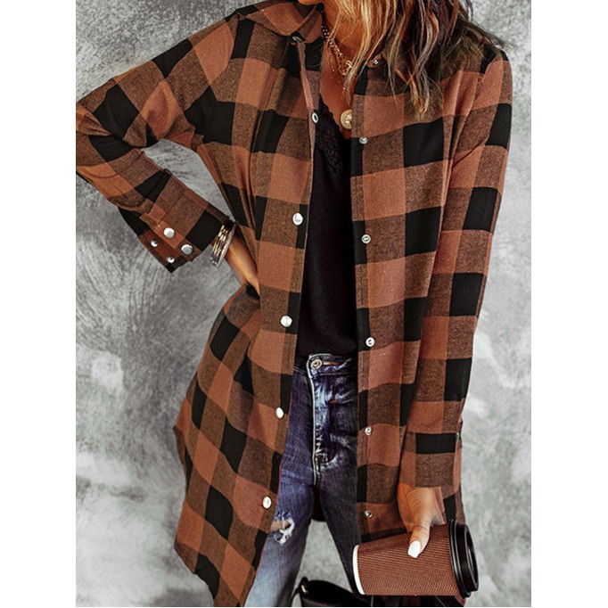 Casual retro contrast plaid jacket