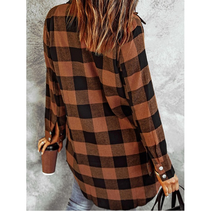 Casual retro contrast plaid jacket