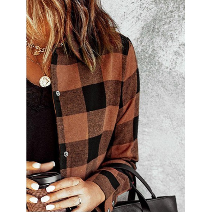 Casual retro contrast plaid jacket