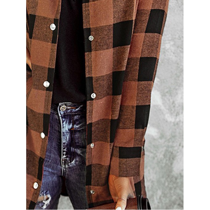 Casual retro contrast plaid jacket