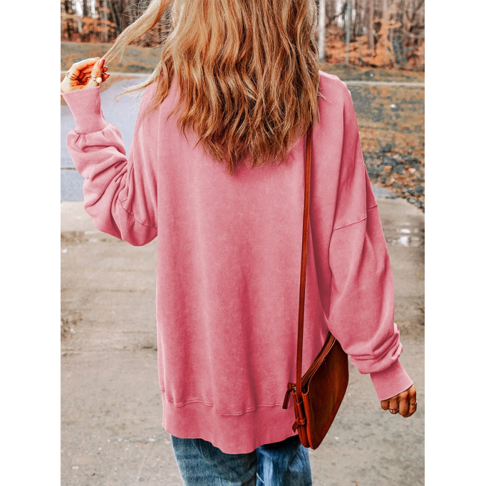 Casual Santa Claus printed pink sweatshirt