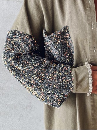 Casual sequin patchwork pocket jacket