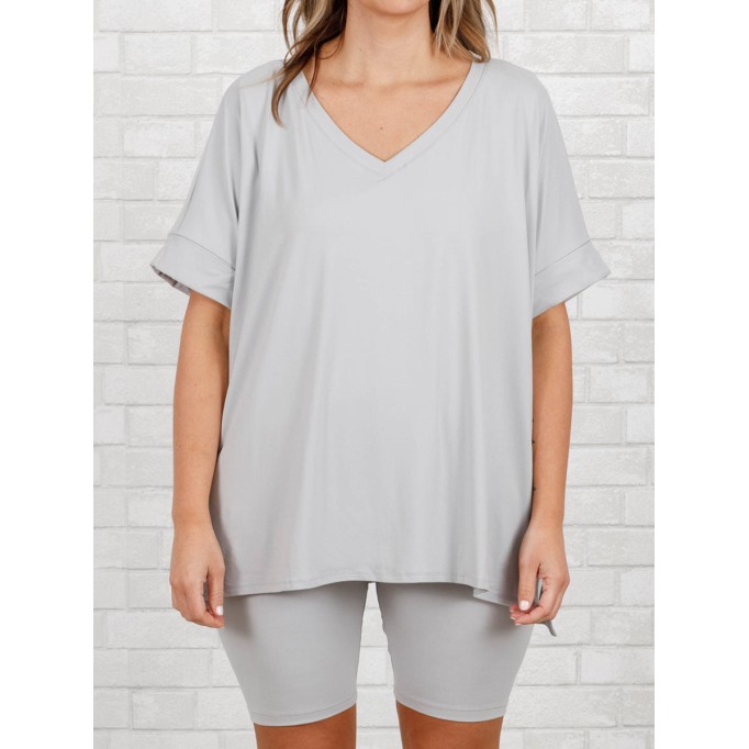 Casual slit short sleeved T-shirt shorts set