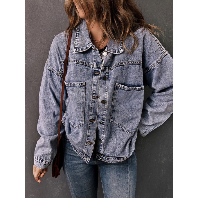 casual solid color buttoned short jacket