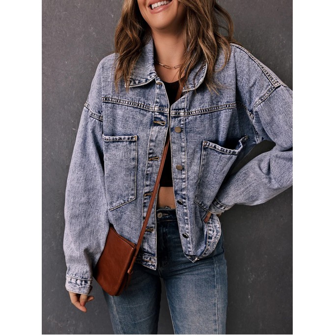 casual solid color buttoned short jacket