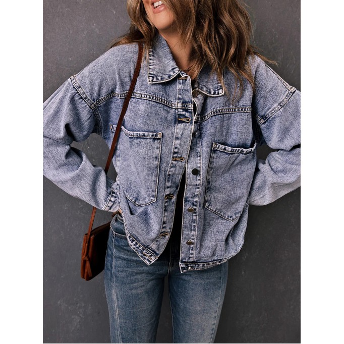 casual solid color buttoned short jacket