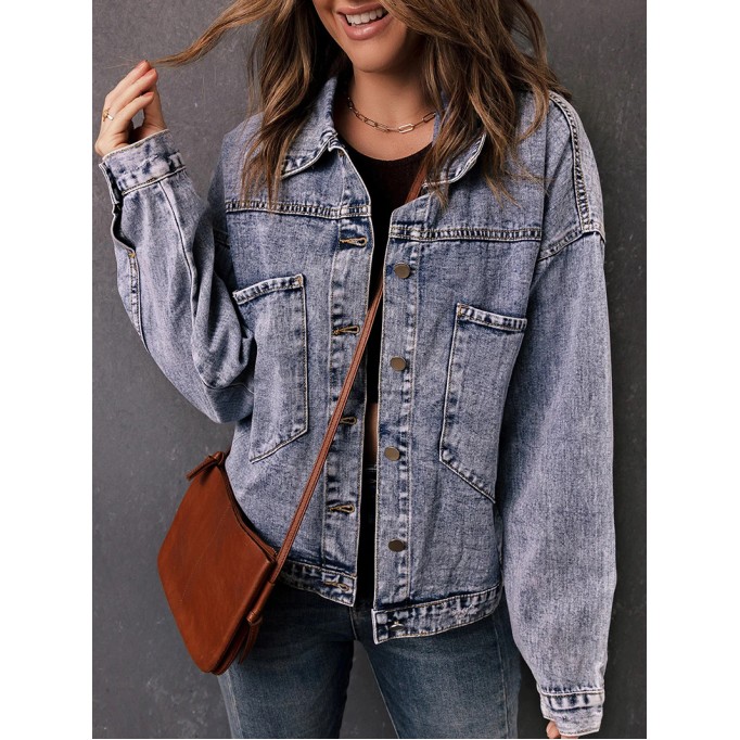 casual solid color buttoned short jacket
