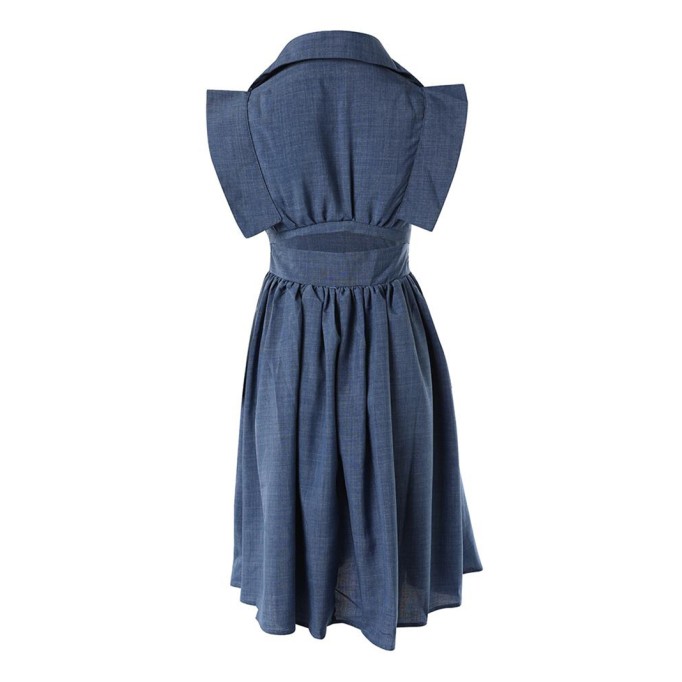 Casual solid color flying sleeve dress