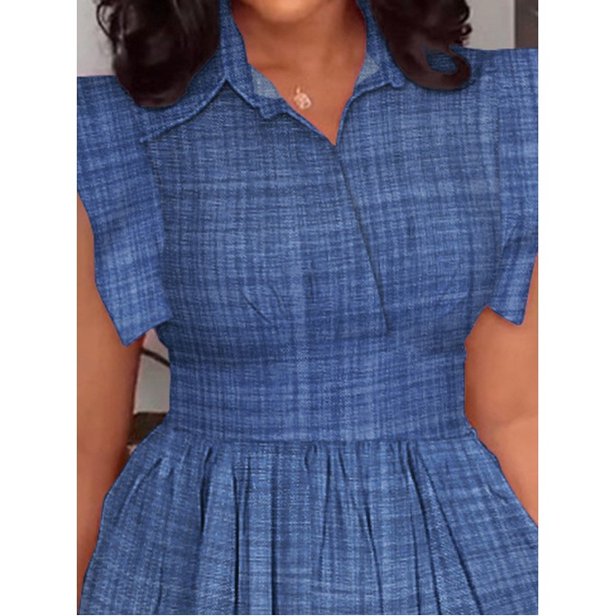 Casual solid color flying sleeve dress