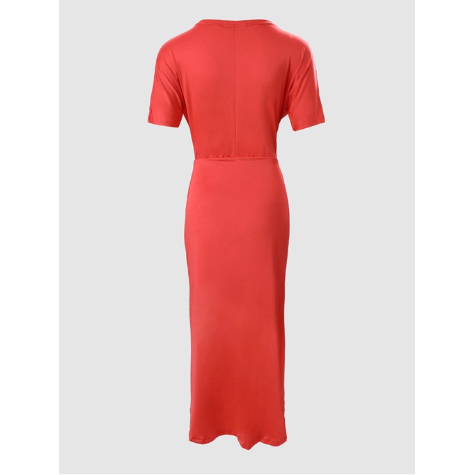 Casual solid color irregular short sleeve dress