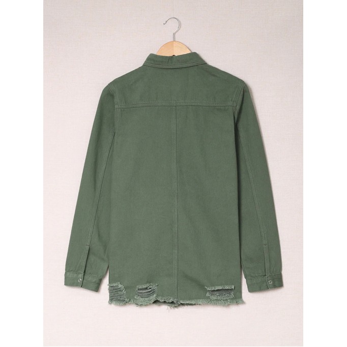 Casual solid color long sleeve denim jacket