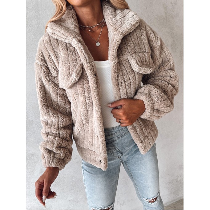 Casual solid color plush lapel jacket