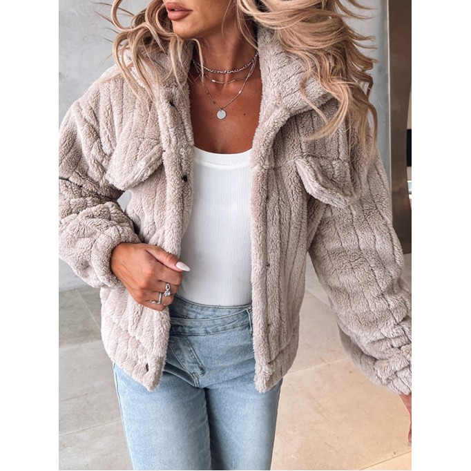 Casual solid color plush lapel jacket