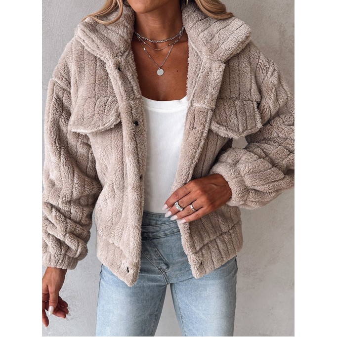 Casual solid color plush lapel jacket