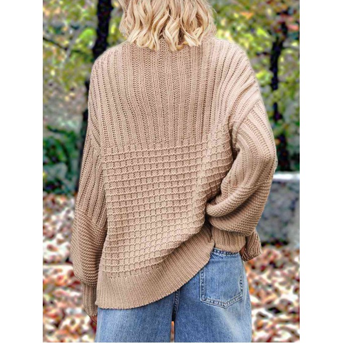 Casual solid color thick line sweater