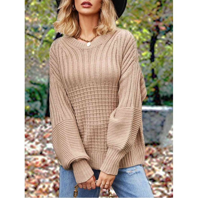 Casual solid color thick line sweater