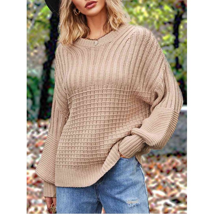 Casual solid color thick line sweater