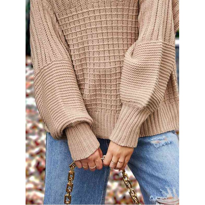 Casual solid color thick line sweater