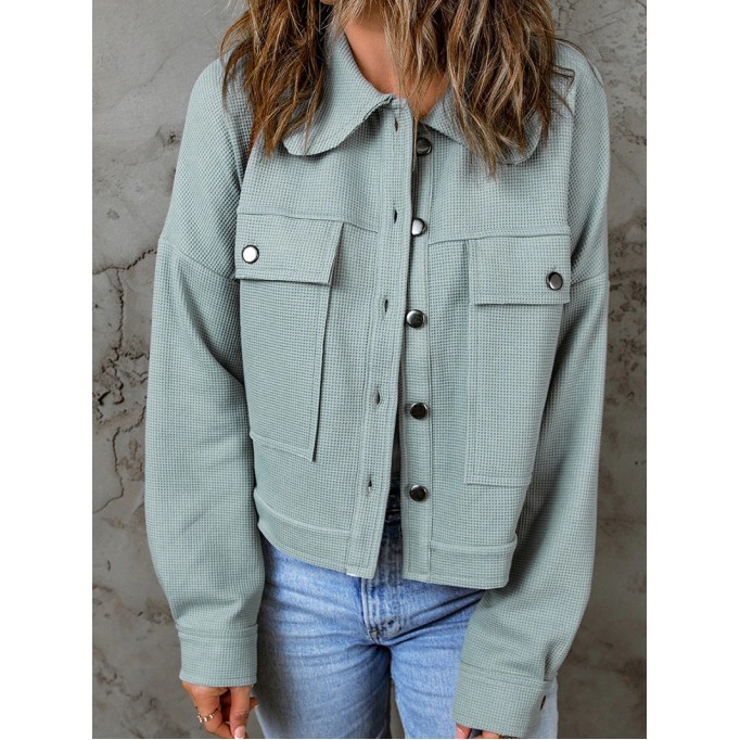 Casual solid color waffle jacket