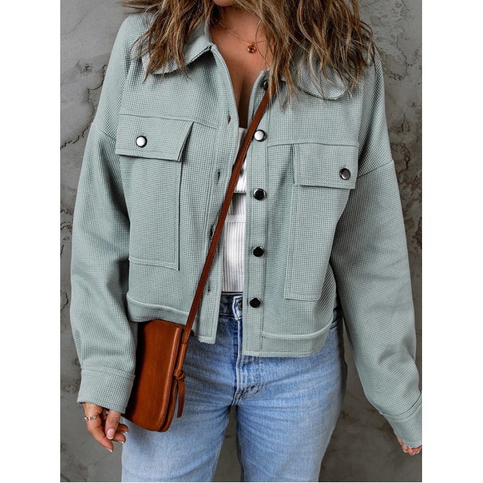 Casual solid color waffle jacket